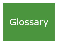 'Glossary' written in white, against a green background