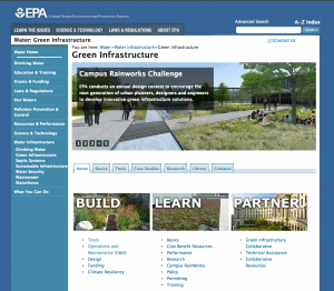 Screen shot of webpage 'EPA: green infrastructure'