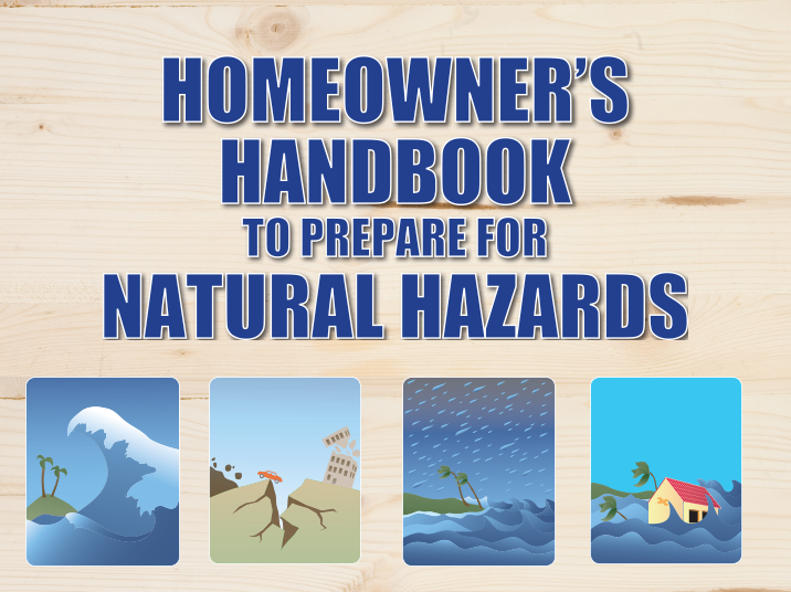 homeowner's handbook to prepare for natural hazards text and icons