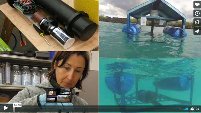 voice of the sea season 4, episode 1 - an image of some tools, a scientist testing samples, and two images of a large device used to monitor fresh water