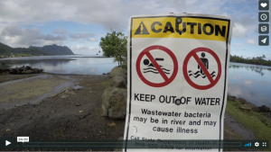 voice of the sea season 4 episode 2 - a sign cautions people to stay out of the water, as it may be contaminated