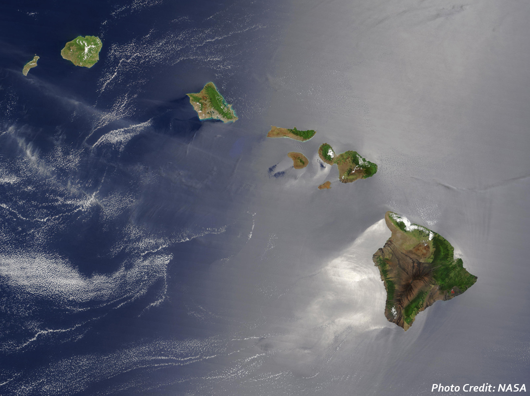 Hawaiian Islands, satellite image from NASA