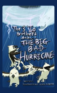 Cover illustration of The Three Io Brothers, depicts an animated hurricane scaring the birds