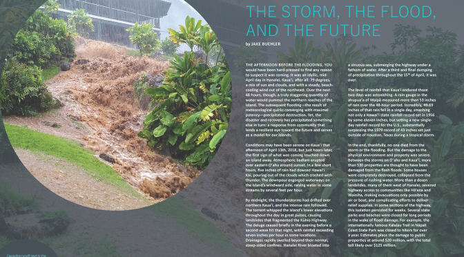 Title page layout - cascading storm waters in front of Haena home
