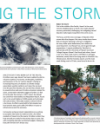 Title layout including sattelite pacific hurrican image, Hilo flooding, and community planning group around a table