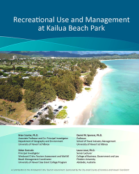 Cover of report for 'Recreational Use and Management at Kailua Beach Park' with aerial photo of kailua beach park