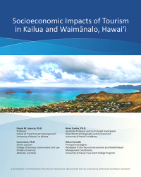 Cover of report 'Socioeconomic Impacts of Tourism in Kailua and Waimanalo' with aerial photo of Lanikai Beach