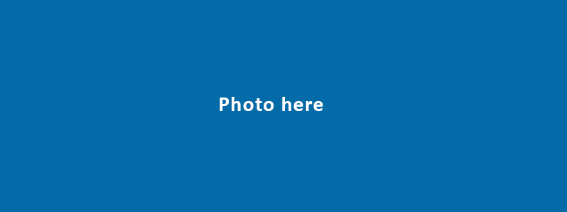 Blue background with white text reading 'Photo here'