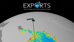 A satellite remote sensing the oceans in a graphic for EXPORTS