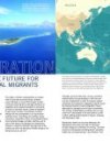 Article 'Climigration: A look to the future for environmental migrants' by Amanda Millin. Includes an image of Kwajalein Atoll in the Marshall Islands.