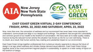 Flyer for East Coast Green Virtual 2-Day Conference - April 2022