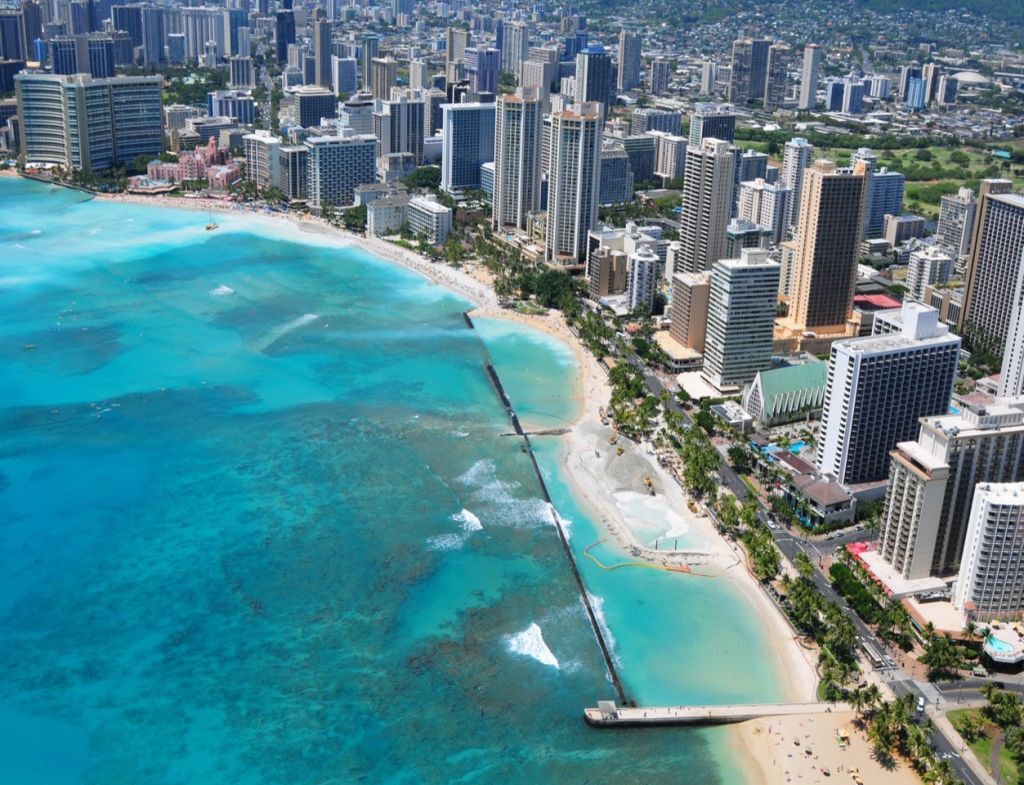 Aerial image of Waikiki Beach