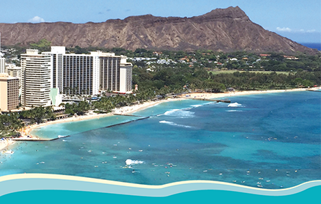 Waikiki beach with a view of Diamond Head in the background