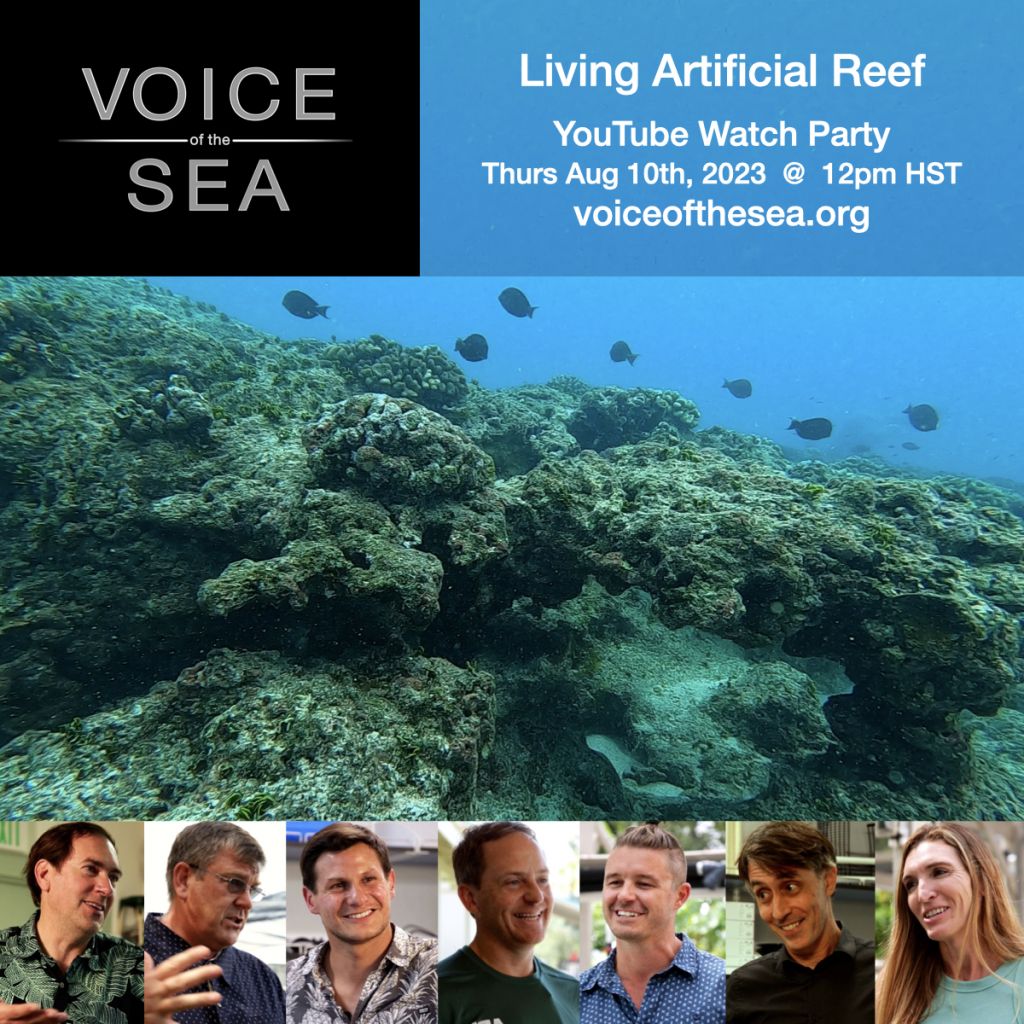 Flyer for Voice of the Sea Youtube Watch party 'Living Artificial Reef'