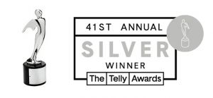 Text announcement graphic for Silver Telly Award 41st Annual
