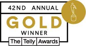 Text announcement graphic for Gold Telly Award 42nd Annual