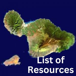 Satellite image of Maui with text over the island