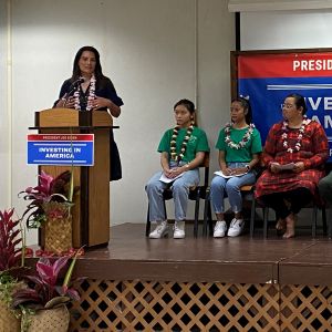 EPA Pacific Southwest Regional Administrator Martha Guzman speaking at the press event on October 12