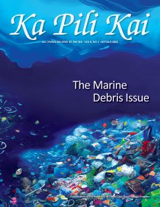Cover of Ka Pili Kai magazine with artistic rendering of plastic pollution in the sea.