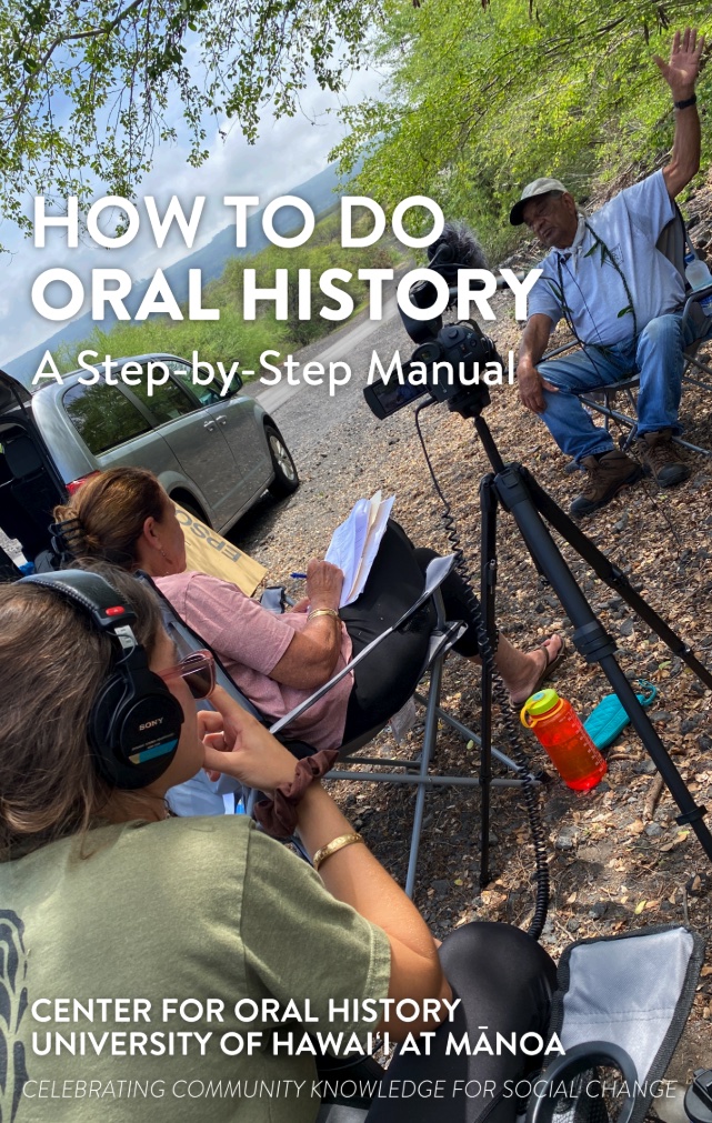Cover page of the How to do Oral History manual with students interviewing an elder outside